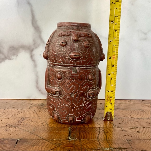 Vintage Mayan Style Figural Ceramic Vase - Picture 2 of 7